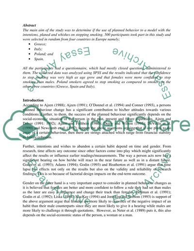 Planned Behaviour Change