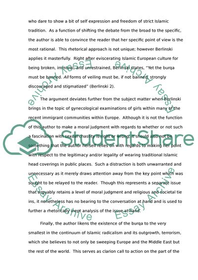 Ban the burqa rhetorical analysis