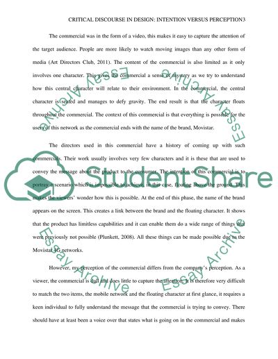 Critical Discourse in Design - Intention versus Perception