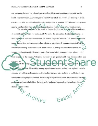 Past and Current Trends in Human Services