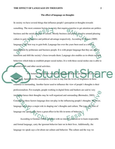 The Effect of Language on Thoughts