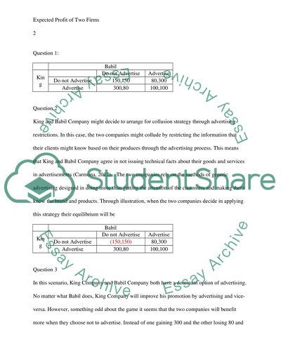 Analyzing the expected profits of two firms