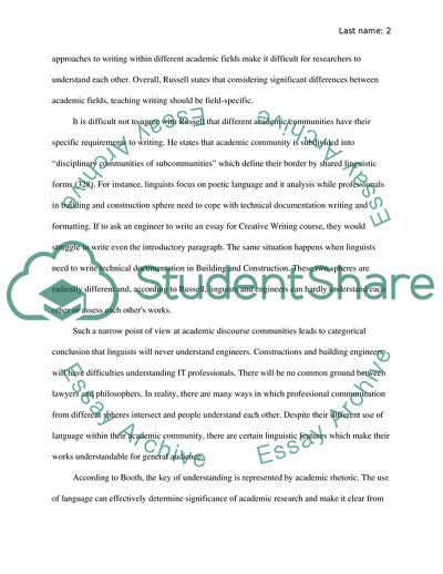 Academic Discourse: Community or Communities