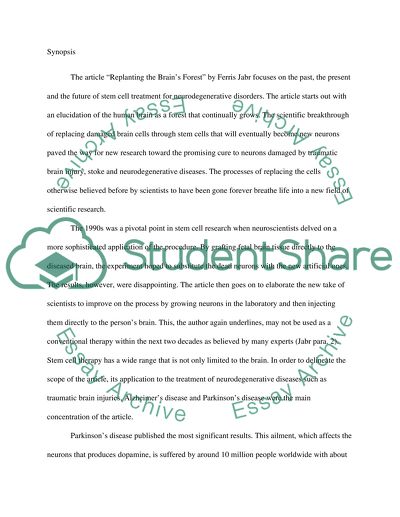Article review(Replanting the Brains Forest. )