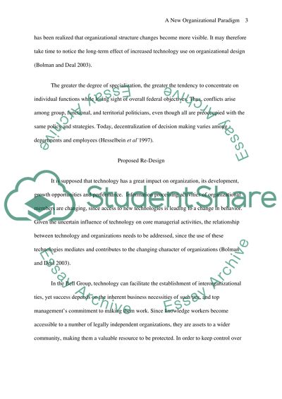 A New Organizational Paradigm