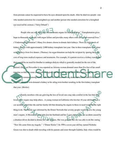 benefits of organ donation essay