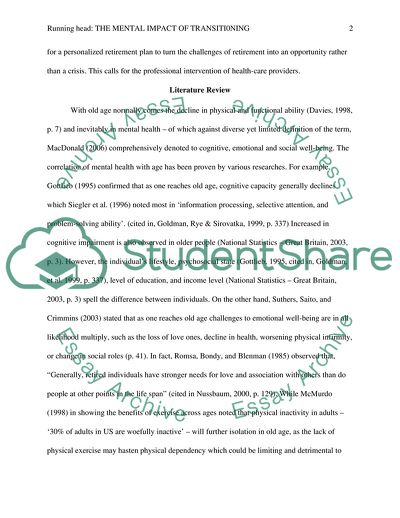 The Mental Impact of Transitioning from Working to Retirement