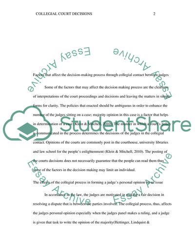 Decision Making In Collegial Courts