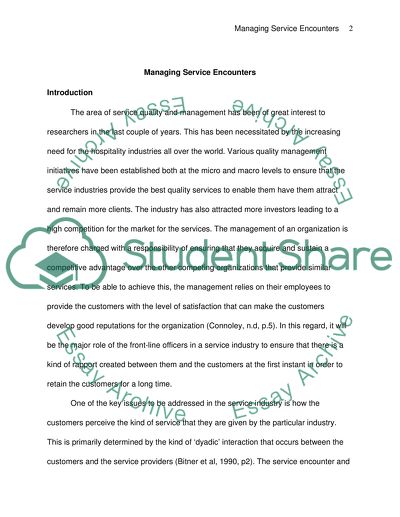 A Personal Service Encounter Between the Consumer and Front- Line Employees