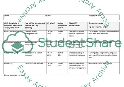 Personal Development Plan