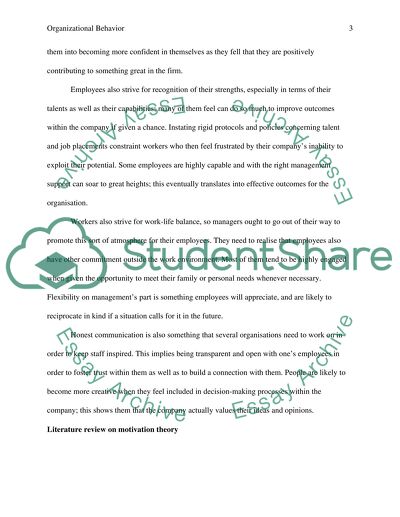 Organizational Behaviour and Motivation