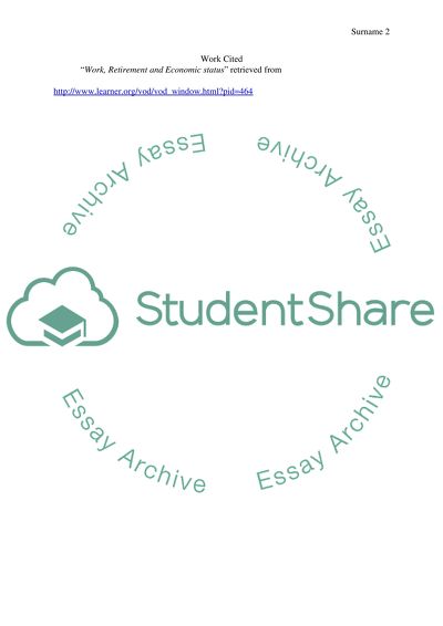 Work ,Retirement and Economic status