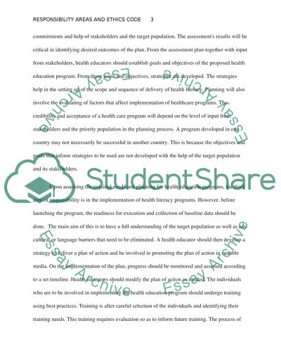 CHES Responsibility Areas and Code of Ethics