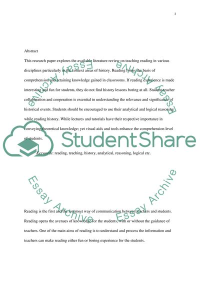 Teaching Reading in the Content Areas of History