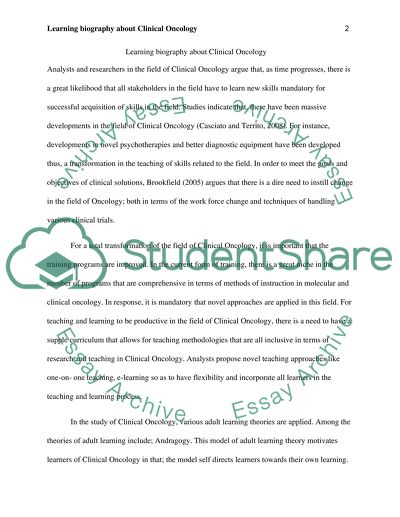 Andragogy: Learning Biography about Clinical Oncology