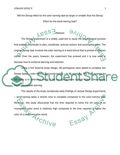 The Stroop Effect for the Word-Naming Task