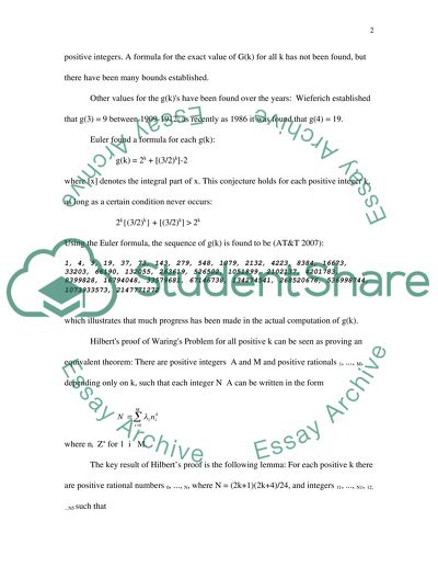 Warings Problem and Goldbachs Conjecture