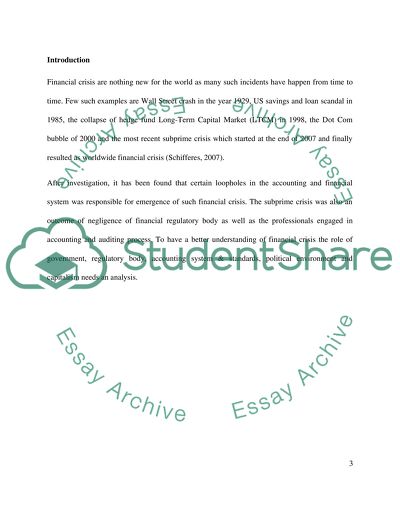 The role of regulation and crisis