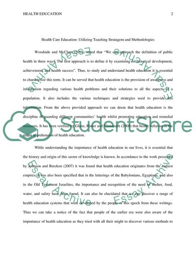 Health Care Education: Utilizing Teaching Stratagem and Methodologies