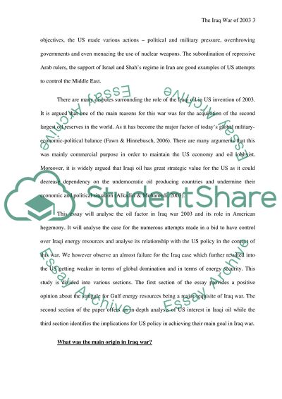 Was the Iraq war of 2003 driven principally by US interest in oil