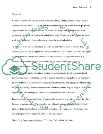 Organizational Ethics