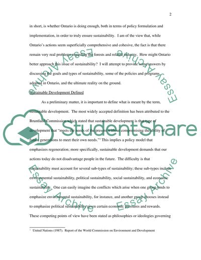 Ontario and Forest Sustainability