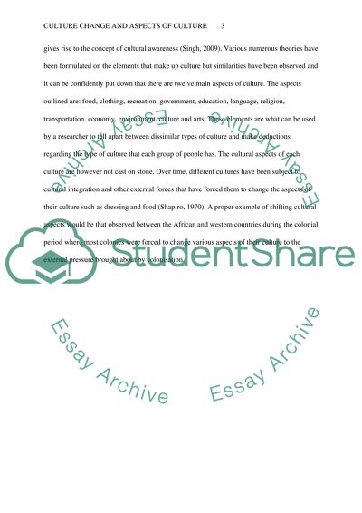 Culture Change and Aspects of Culture