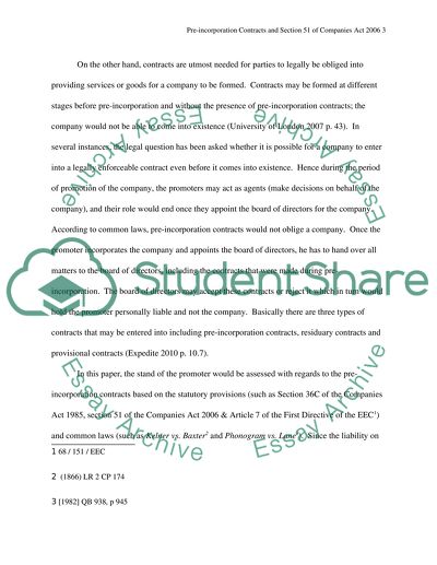 Pre-Incorporation Contracts of Companies Act 2006