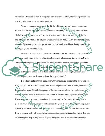 On Merck Corporation and Social Responsibility