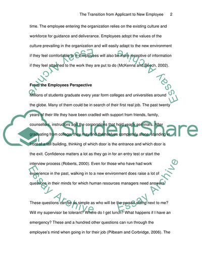 The Transition from Applicant to New Employee