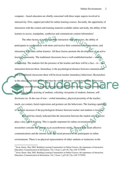 Online Environments Entailing a Different Way of Working