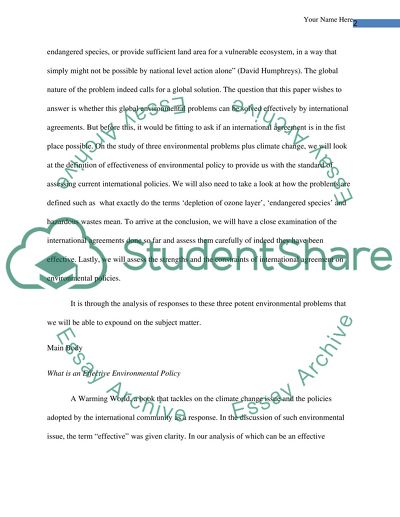 The Effectiveness of International Agreements in Conducting Environmental Policies
