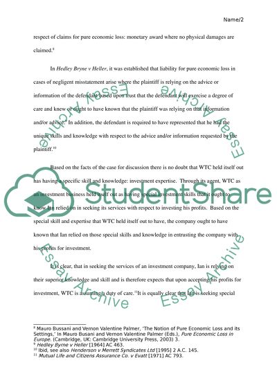 Tort of Law: Ian vs Who Trades Wins Plc Case
