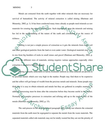 Mining Industry Research Paper