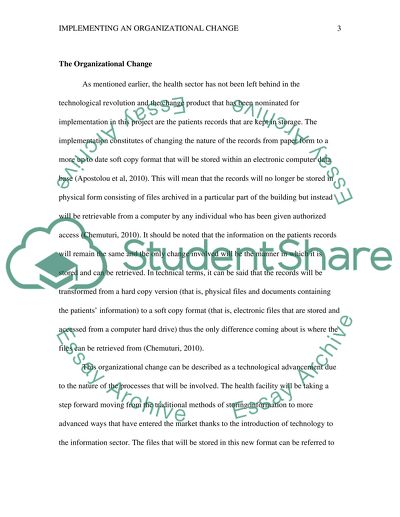 Implementing an Organizational Change