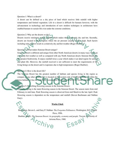 Excerpts from Natural History of Sonoran Desert