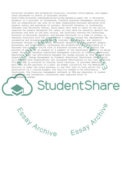 Piedmont Behavioral Healthcare & the New Process - Microsoft Dynamics