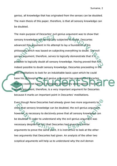 Rene Descartes Evil Genius Argument