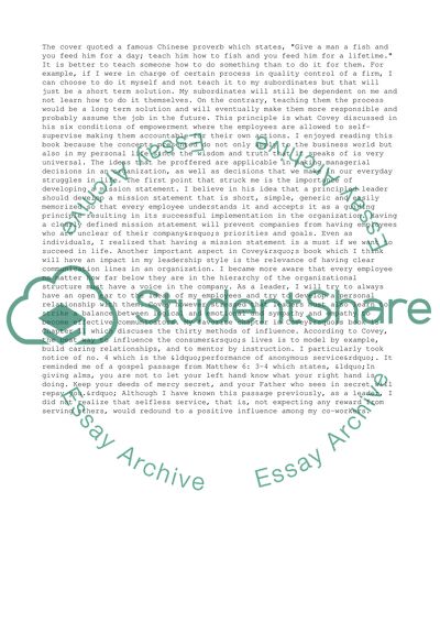 Principle Centered Leadership by Covey