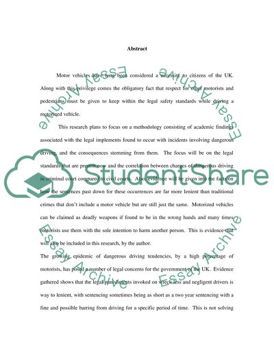 Dangerous Driving and the Consequences