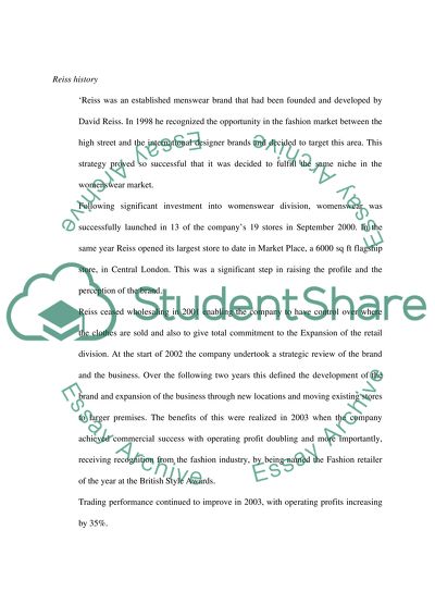 Strategic Marketing Plan for the Reiss Company