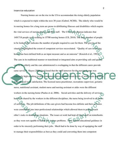 Approaches to Effective In-service Education of Clinical Nursing Home Personnel