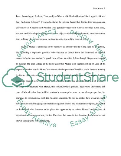 Hadji Murad Story Critique