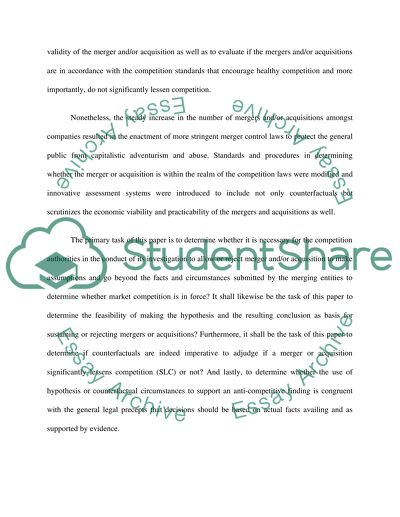 The Importance of the Counterfactual in Merger Assessment