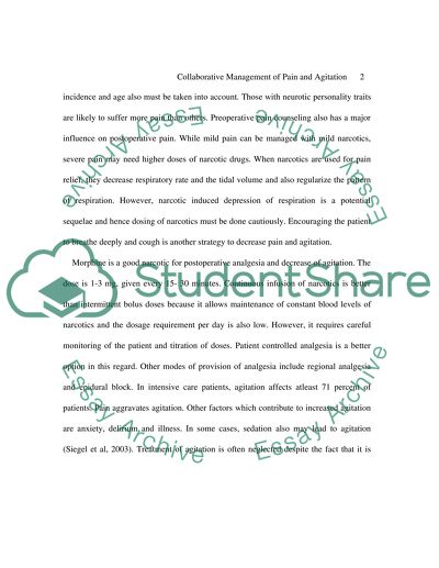 Collaborative mangnement of Pain and Agitation