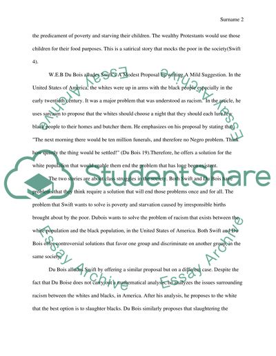 How and Why Does Du Bois Allude to Swifts A Modest Proposal