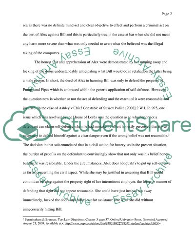 Civil Liability and Self-Defence