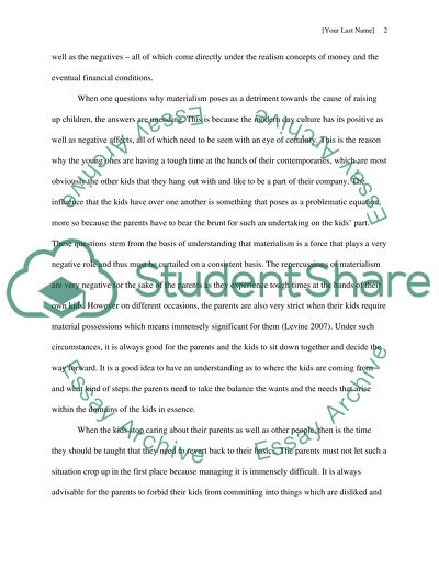 The Repercussions of Materialism: the Parents and Their Kids