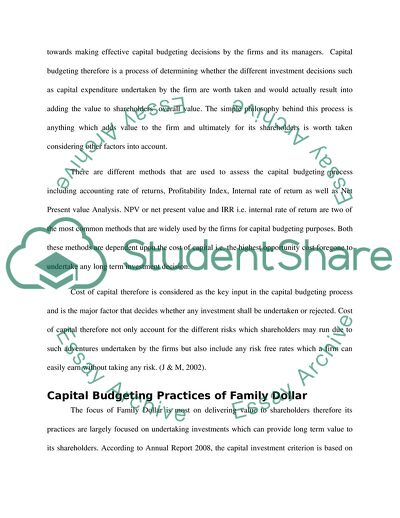 Research assignment- Capital to Capital Budgeting