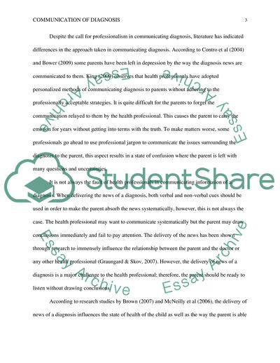 Communicating a Childs Diagnosis to the Parents